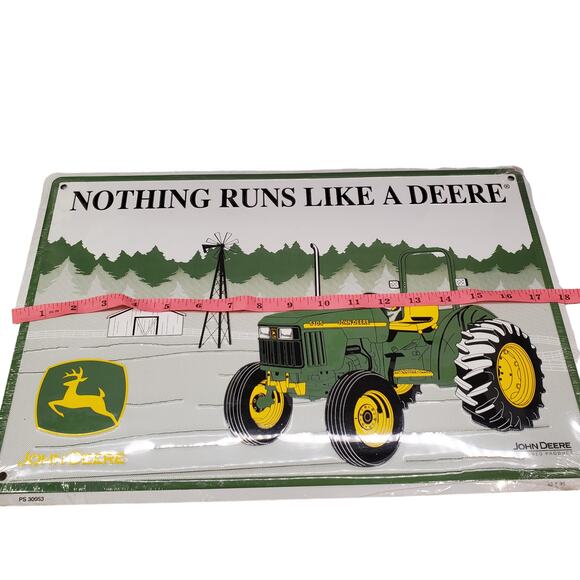 Vintage John Deere Tractor Metal Sign Nothing Runs Like A Deere Moline Ill 18" - Picture 8 of 10